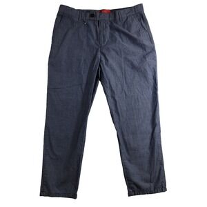 Zara Man Basic Pants Men's Size 34x23.5 Navy Blue Polka Dot Chino Cuffed Cotton